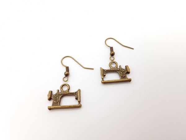 Nähmaschinen Ohrringe bronzefarben Vintage